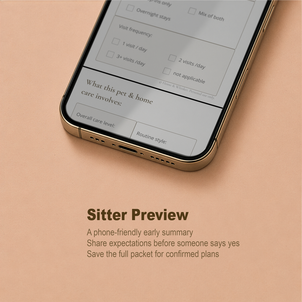 Sitter Preview phone-friendly guided summary